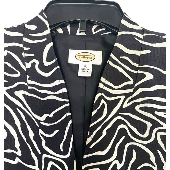 Cropped Zebra Print Silk Wool Zip Front Blazer Jacket Talbots 6 - Picture 3 of 16